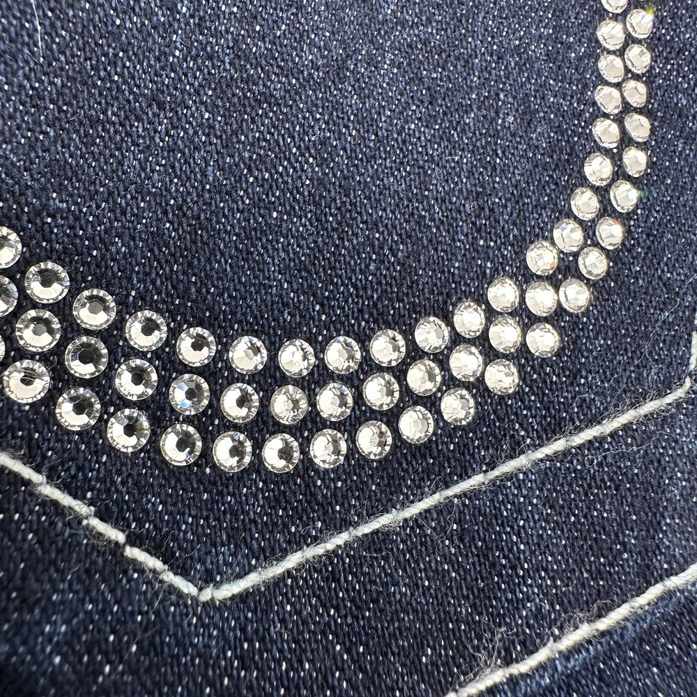 TRUE RELIGION with SWAROVSKI Crystal Legging Blue Jeans Made in Mexico Sz 24 - Picture 2 of 13
